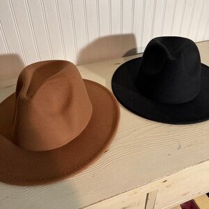 Stylish Black and Brown Fedora Hat Set